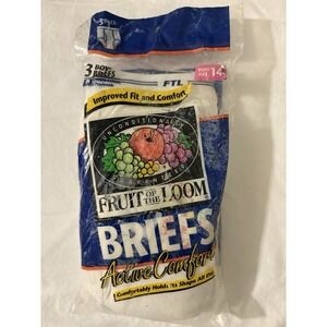 Fruit of the Loom 1996 Boys Sz 14 Active Comfort Briefs VTG 3 Pack NOS White